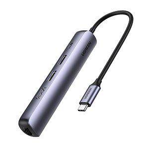 Compra Adaptador Ugreen 10919 USB-C 5 en 1 a 2 USB 1 HDMI 1 USB-C Gris
