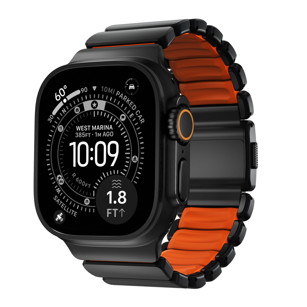 Correa Nomad Stratos Apple Watch 49-46-45mm Titanium Negro / Naranja  
