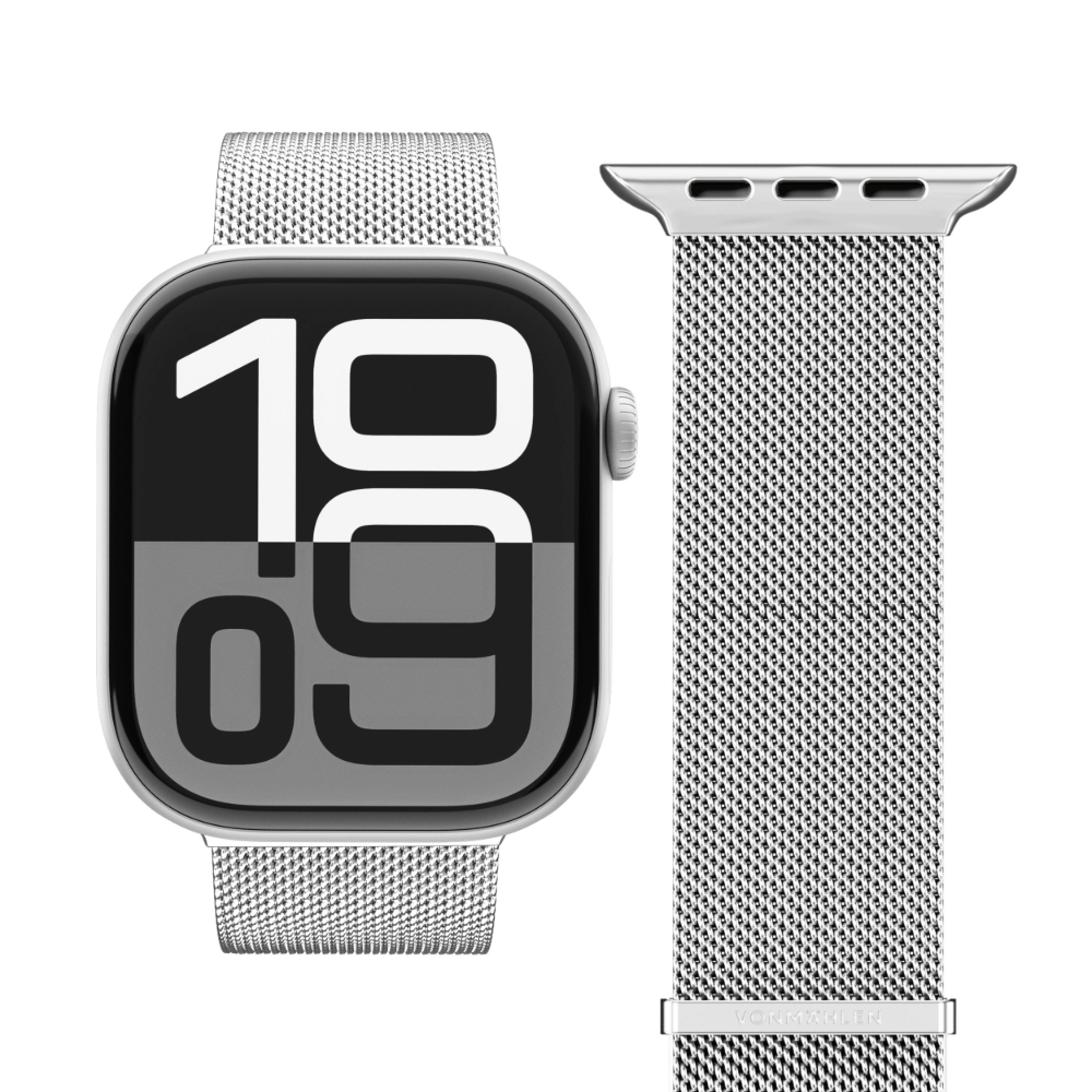Correa Vonmahlen Acero Apple Watch 49 - 46 - 45 mm Milanes Plata      