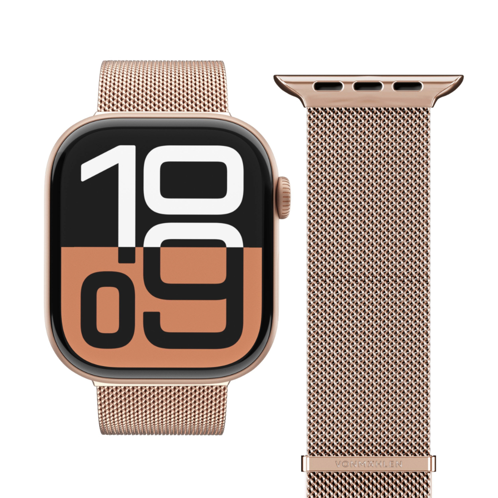 Correa Vonmahlen Acero Apple Watch 42 - 41 - 40 mm Milanes Oro Rosa   