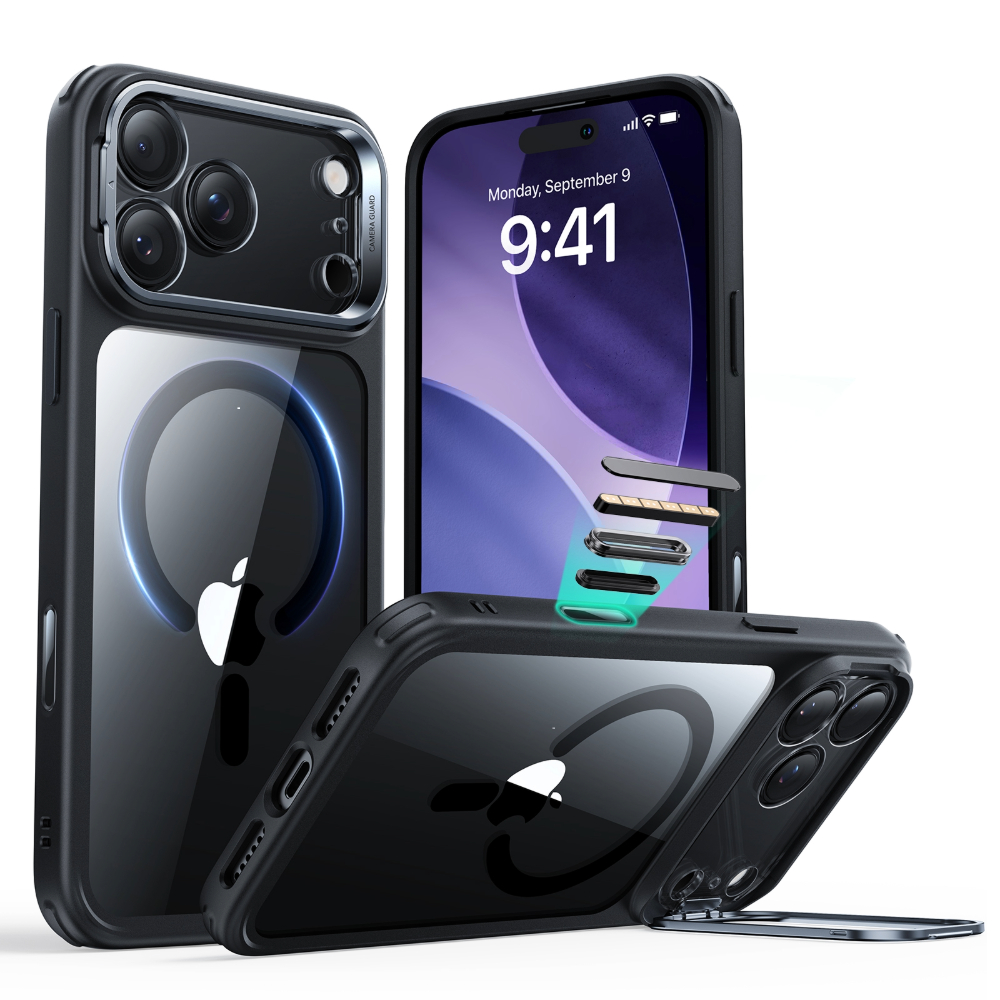 Funda ESR Hybrid Stash iPhone 17 Pro Max MagSafe Negra Transparente   