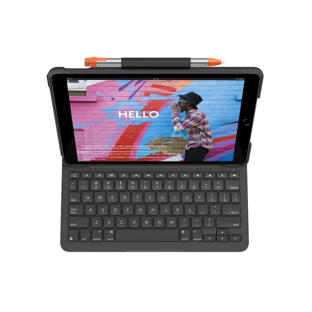 Comprar funda con teclado logitech 920 009473 ipad 7 8 9 10 2pulgadas slim gris | MacStore Online