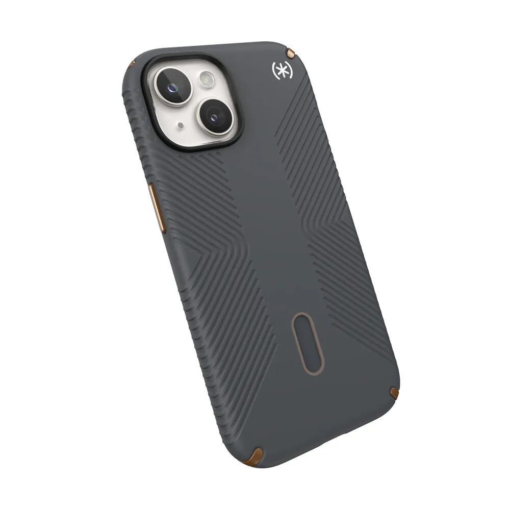 Comprar funda speck presidio2 grip iphone 15 magsafe clicklock gris bronce | MacStore Online