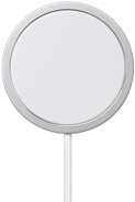 Vista frontal de un cargador MagSafe con cable