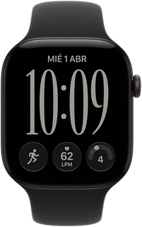 Apple Watch Series 12, caja de aluminio, color negro, carátula Responsive Art, correa deportiva, color negro