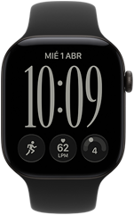 Apple Watch Series 12, caja de aluminio, color negro, carátula Responsive Art, correa deportiva, color negro