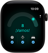 Apple Watch Series 12, caja de aluminio, color negro, puntuación de disposición de 8, parte lateral derecha, Digital Crown