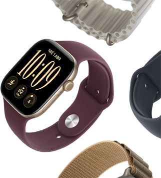 Correas para el Apple Watch Series 11: correa deportiva morado niebla, correa Ocean azul ancla, correa Alpine azul claro