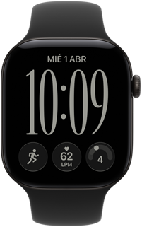 Apple Watch Series 12, caja de aluminio, color negro, carátula Responsive Art, correa deportiva, color negro