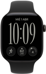 Apple Watch Series 12, caja de aluminio, color negro, carátula Responsive Art, correa deportiva, color negro
