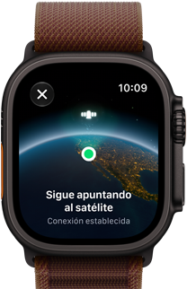 Apple Watch Ultra 4, caja de titanio, color negro, conexión satelital, parte lateral derecha, Digital Crown, botón lateral en relieve, correa Alpine, color borgoña
