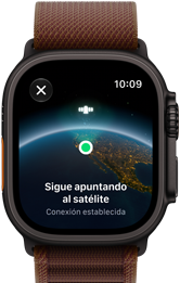 Apple Watch Ultra 4, caja de titanio, color negro, conexión satelital, parte lateral derecha, Digital Crown, botón lateral en relieve, correa Alpine, color borgoña