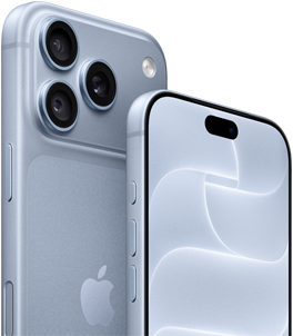 iPhone 18 Pro, color glaciar, vistas frontal y posterior para mostrar el Ceramic Shield, sistema de tres cámaras