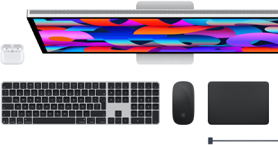 AirPods, Studio Display, Magic Keyboard, Magic Mouse, Magic Trackpad, cable de carga MagSafe