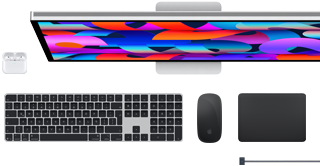 AirPods, Studio Display, Magic Keyboard, Magic Mouse, Magic Trackpad, cable de carga MagSafe