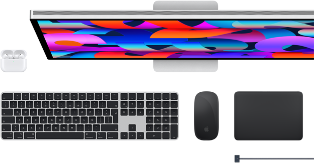 Accesorios para la Mac: AirPods, Studio Display, Magic Keyboard, Magic Mouse, Magic Trackpad, cable de carga MagSafe