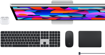 Accesorios para la Mac: AirPods, Studio Display, Magic Keyboard, Magic Mouse, Magic Trackpad, cable de carga MagSafe